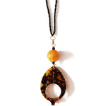 BLACK-GOLD GLASS NECKLACE