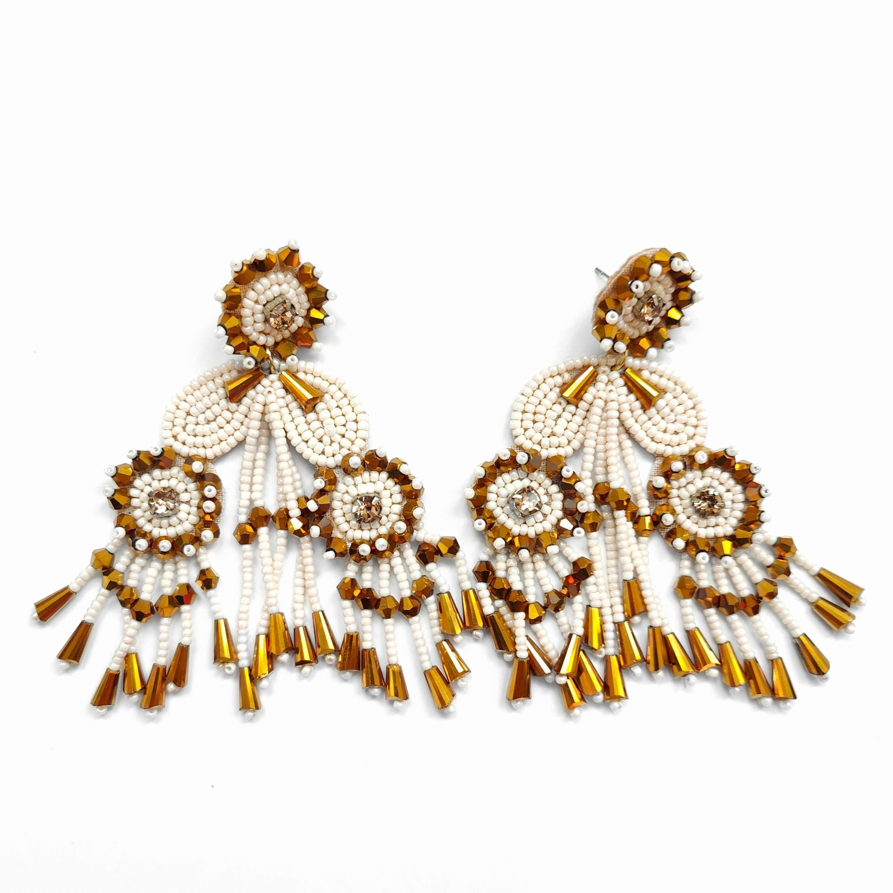 FRIDA BEIGE AND GOLD EARRINGS