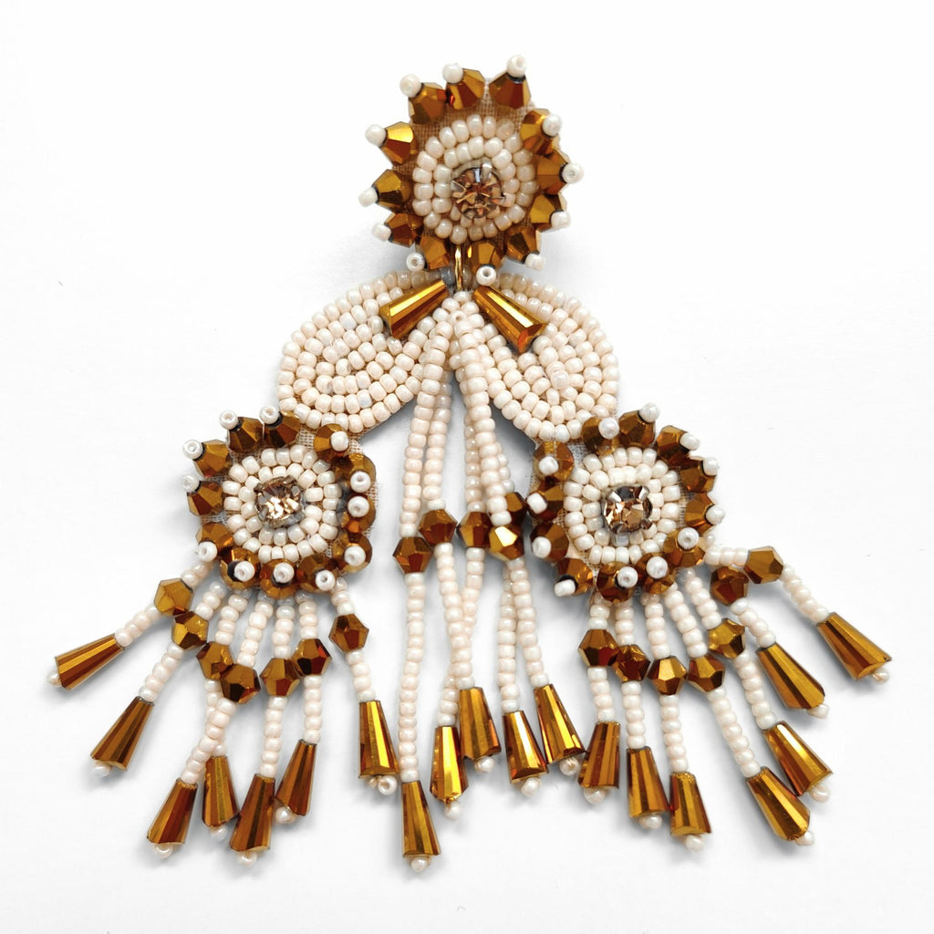 FRIDA BEIGE AND GOLD EARRINGS