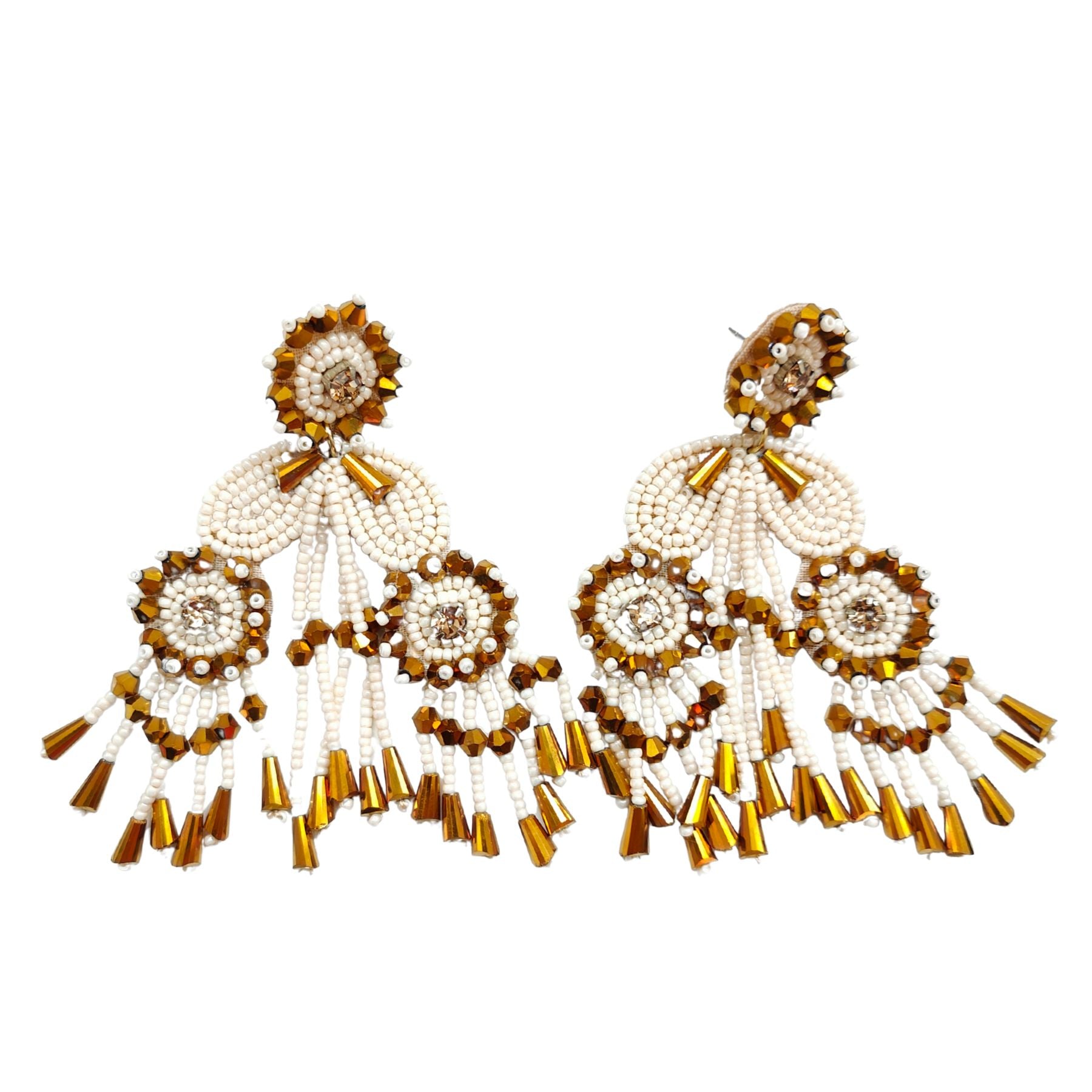FRIDA BEIGE AND GOLD EARRINGS