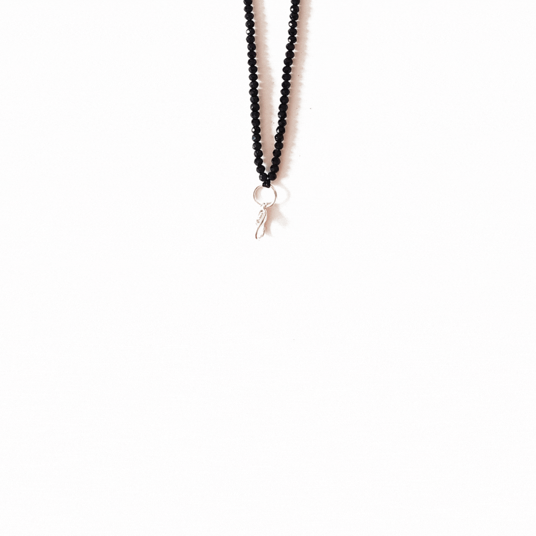 COLLAR NEGRO PLATEADO DE CRISTAL INTERCAMBIABLE