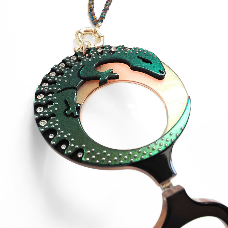 COLGANTE-GAFAS LAGARTO OCELADO VERDE
