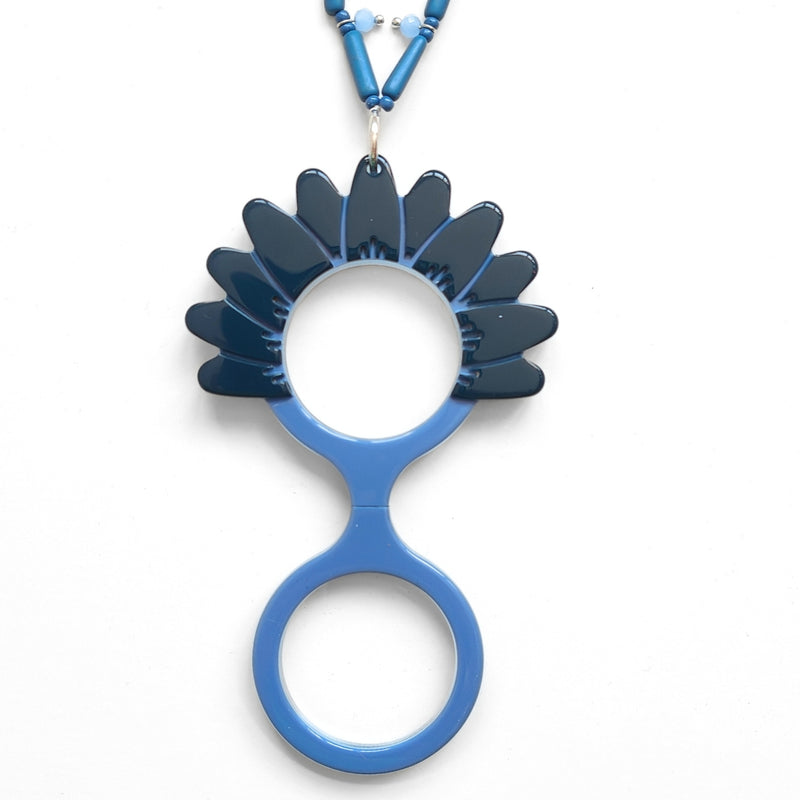 PENDANT-GLASSES BLUE DAISY