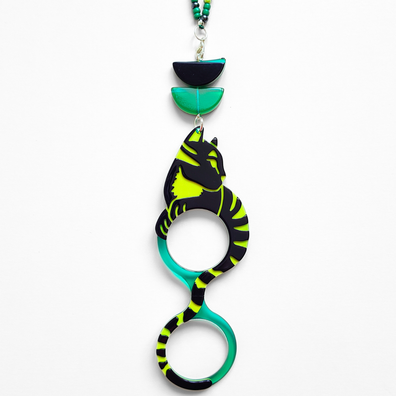 COLGANTE-GAFAS GATO WARHOL VERDE - EDICIÓN 15 AÑOS